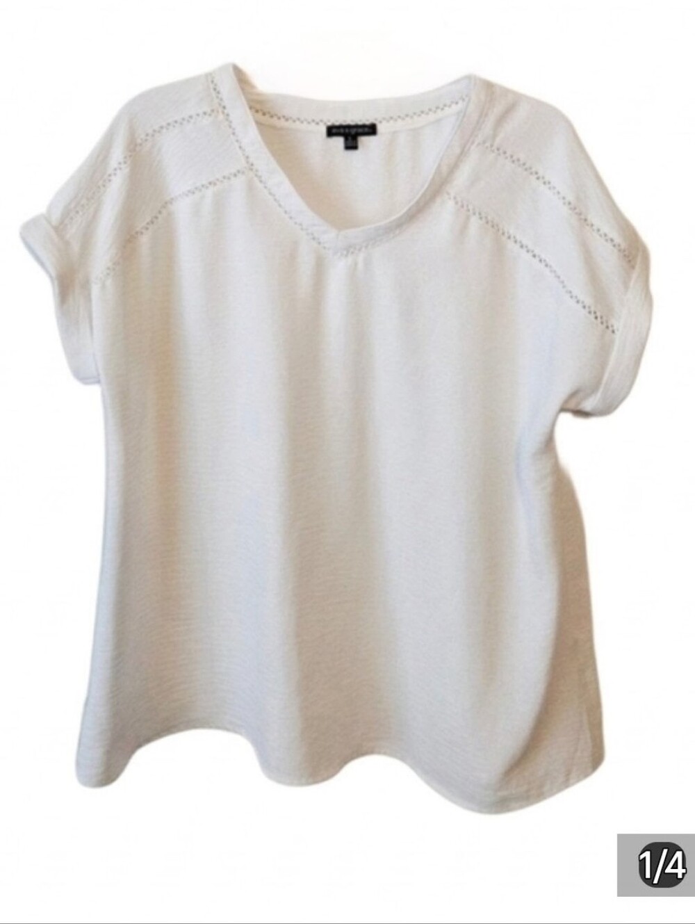 Final Summer Markdown! Ava & Grace White Short Sleeve Blouse